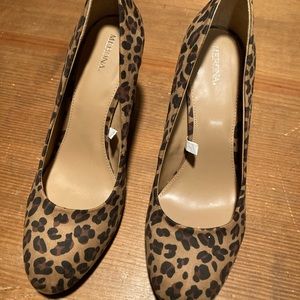 Leopard print suede heels